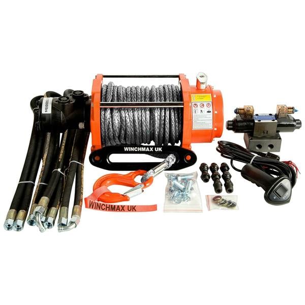Winchmax 15,000lb (6,804kg) Hydraulic Winch 25m x 12mm Dyneema Rope Competition Hook 12V Control System