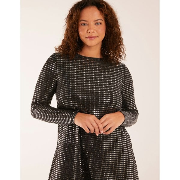 Blue Vanilla Long Sleeve Mirrored Swing Dress