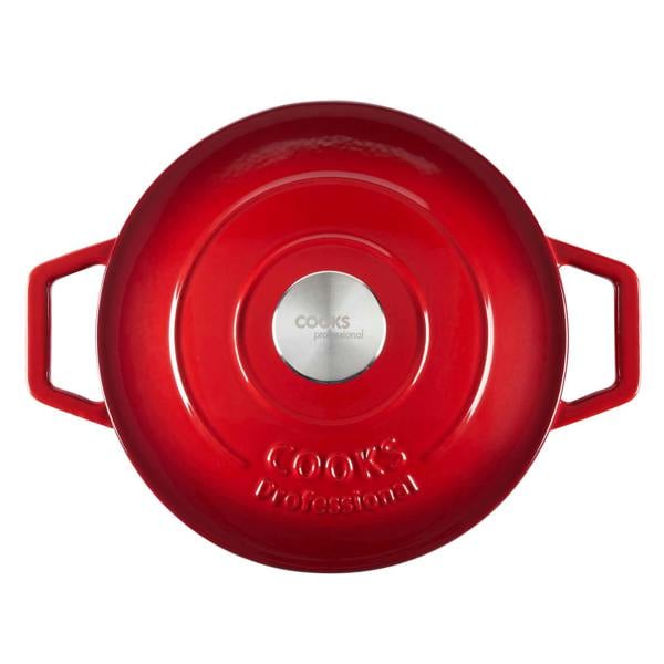 Cooks Professional 20cm Cast Iron Casserole | Red