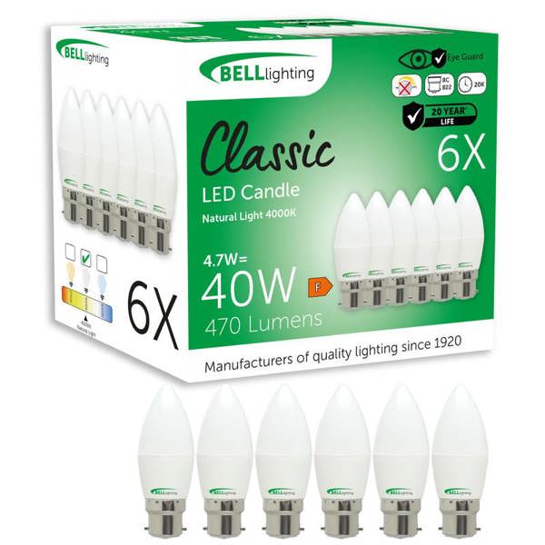 BELL Lighting B22 Bayonet LED Candle 4.7W Energy Saving Light Bulbs