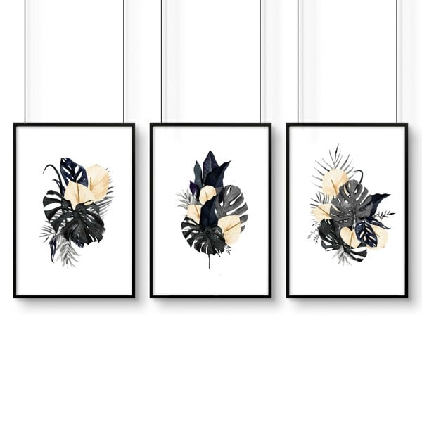 Art for bathroom | set of 3 Tropical wall prints