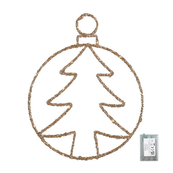 Samuel Alexander 49cm Battery Powered Light up Gold Christmas Tree Ball with Twinkling LEDs