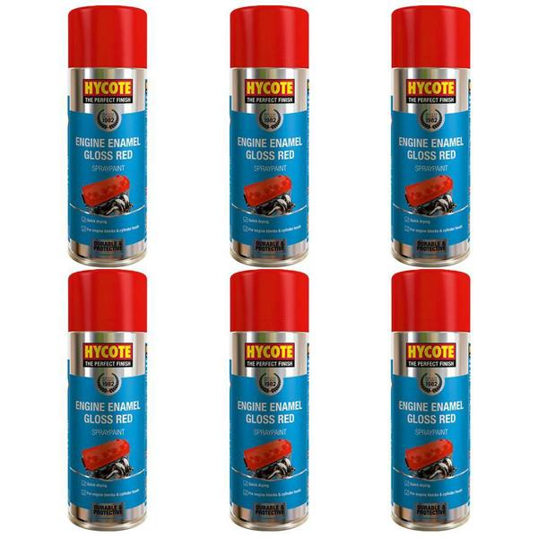 Hycote 6X Hycote Engine Enamel Gloss Red Spray Paint 400ml
