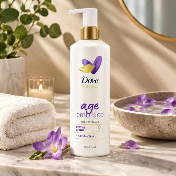 Dove Body Love Age Embrace Body Cleanser with Peptide Serum & Glycerin, 3x517ml
