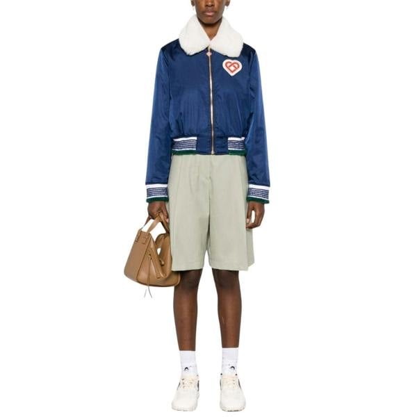 Casablanca Nylon Bomber Navy Blue Jackets