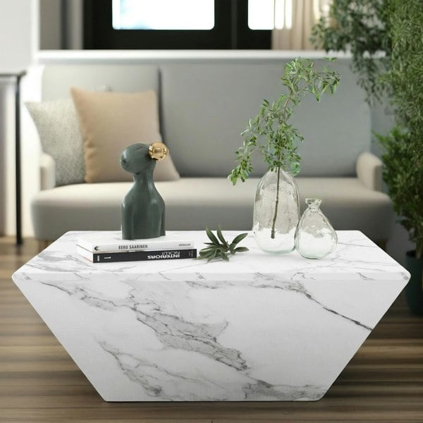 Rafaelo Mobilia Marble Effect Coffee Table With Hidden Storage