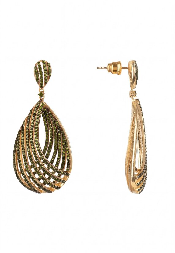 Latelita Vortex Teardrop Earrings Peridot Green Gold