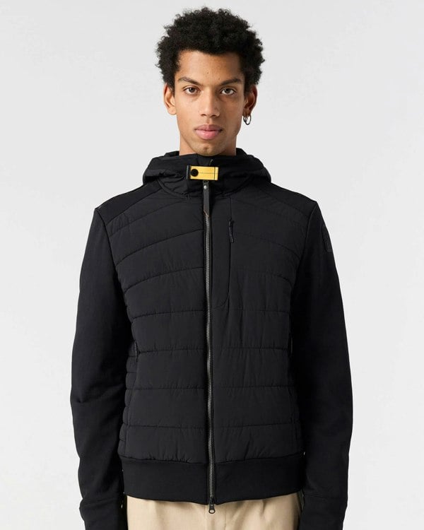 Parajumpers Manfred Mens Fleece/Nylon Hooded Jacket - Black 541
