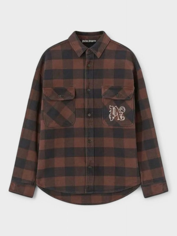 Palm Angels Check Pattern Overshirt 'Brown/Off White' - Supplied FashionPalm Angels