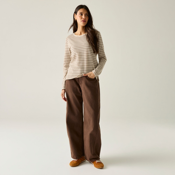 Regatta Womens Federica Stripe Long-Sleeved T-Shirt - Light Vanilla/Mocha