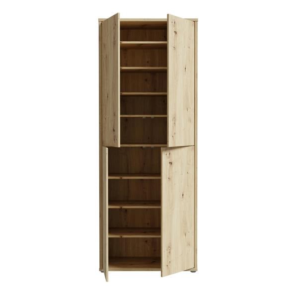 Furniture To Go Alice Springs Shoe Cabinet with 4 Doors Push-to-Open in Artisan Oak