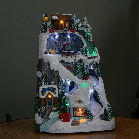 Samuel Alexander 30cm Light up Christmas Winter Ski Village Scene with Music and LEDs