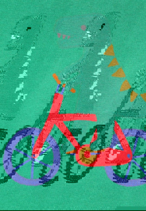 Organic Toys Bicycle Dinosaur Applique Long - Sleeved T-Shirt - Toby Tiger