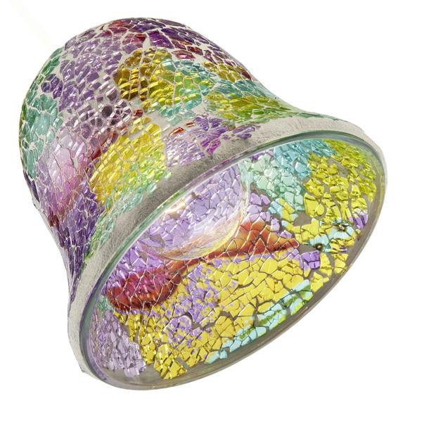 Multi-Colour Iridescent Crackle Mosaic Bell Pendant Lighting Shade Image 5
