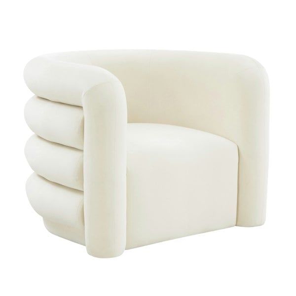 Furniture Edit Curves Cream Velvet Lounge Accent Occasional Chair