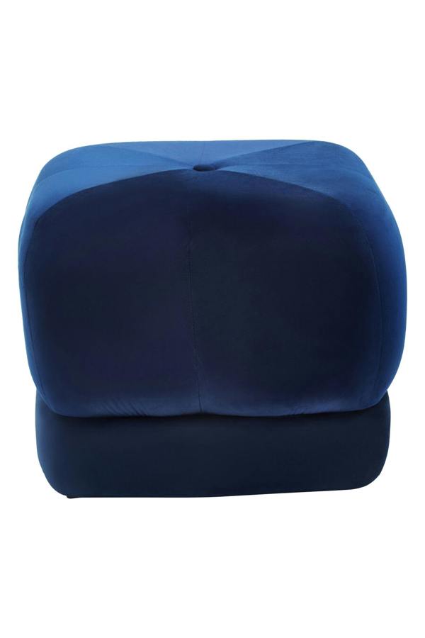 Interiors by Premier Kaia Midnight Blue Velvet Square Stool