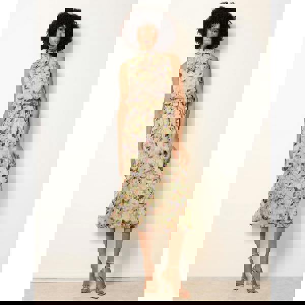 Blue Vanilla Watercolour Printed Sleeveless Midi Dress