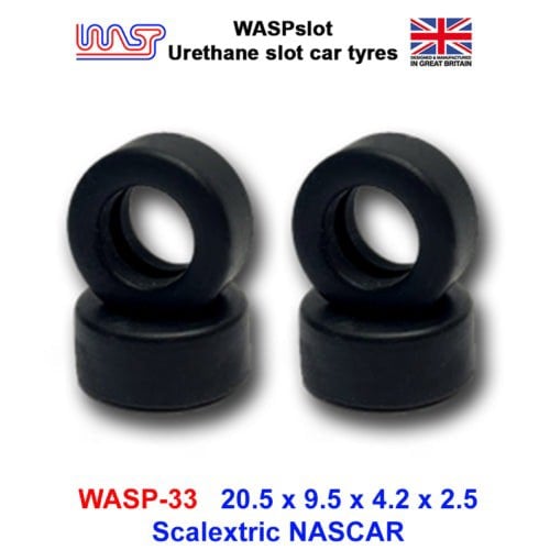urethane slot car tyres x 4 no 33 scalextric nascar front and rear wasp