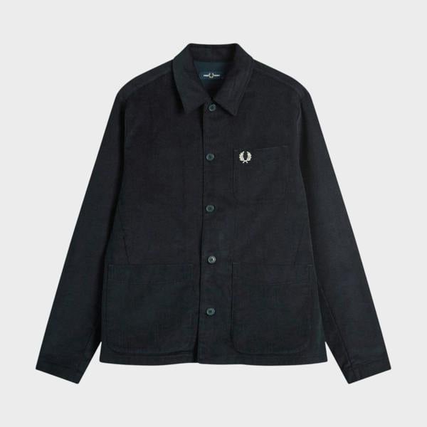 Fred Perry Corduroy Pocket Detail Overshirt in Navy