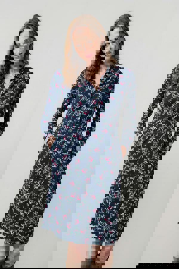 Lily & Me Elmore Organic Cotton Jersey Shirt Dress Navy