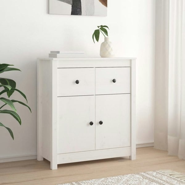 Berkfield Sideboard White 70x35x80 cm Solid Wood Pine