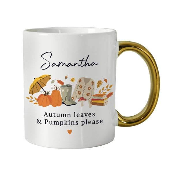 Personalised Memento Company Personalised Autumn Gold Handled Mug