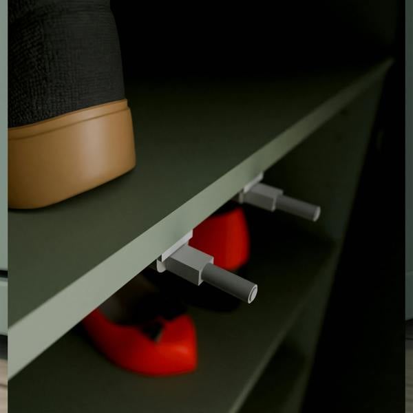 Furniture To Go Alice Springs Shoe Cabinet with 3 Doors Push-to-Open in Sage Green