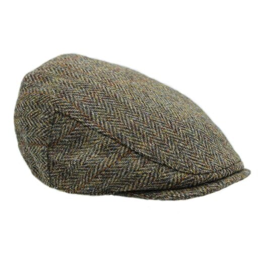 Heather Hats & Accessories Genuine Harris Tweed Wool Flat Cap, Satin Lining, Outdoor Wear, Moorland Brown