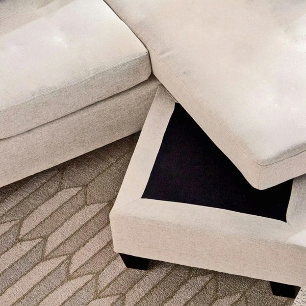 Luna Linen Fabric 3 Seater Convertible Sectional Sofa in Beige