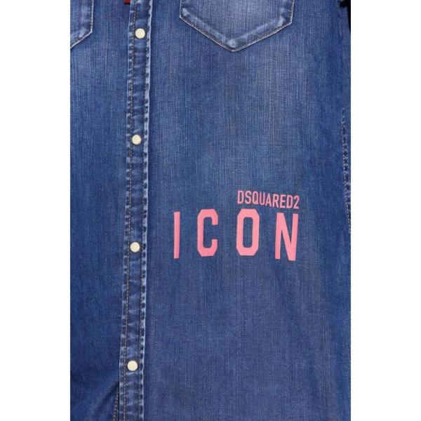 DSQUARED2 Icon Print Western Denim Blue Shirt 36