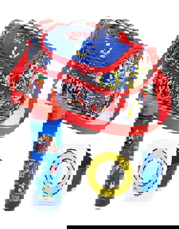 Sonic the Hedgehog Boys Blue Sticker book Lunch Bag Bottle and Snack Pot (One Size)