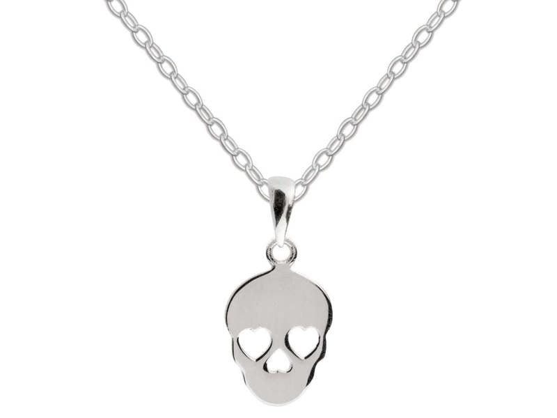 Cooksongold 925 Sterling Silver Halloween Sugar Skull Pendant Necklace 18in