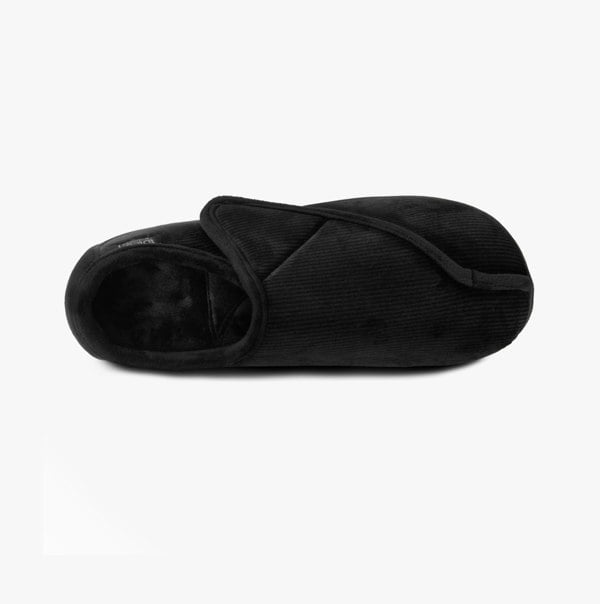 Totes Isotoner VELOUR CLOSED BACK Mens Slippers Black