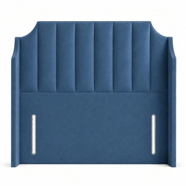 Great British Beds Winged Art Deco Headboard - Blue Plush