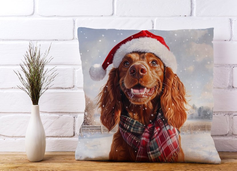 Warren Reed Christmas Irish Setter Cushion