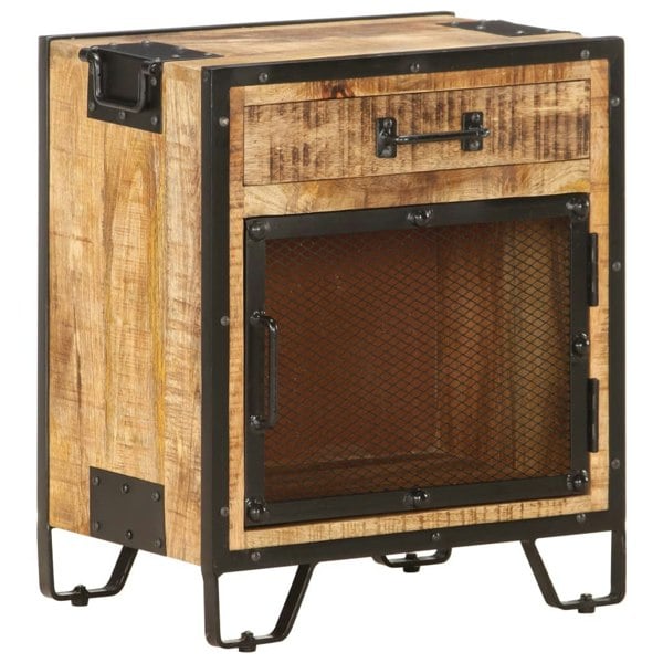 Berkfield Bedside Cabinet 43x30x51 cm Solid Rough Mango Wood
