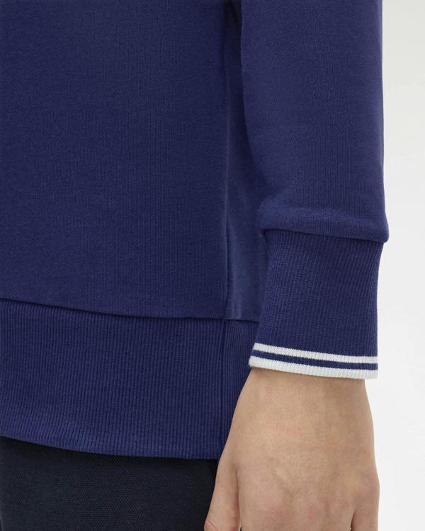 Fred Perry Mens Crew Neck Sweatshirt - French Navy/Dusky Blue/Dusky Blue 93B | CHO | Designer Mens Sweatshirts