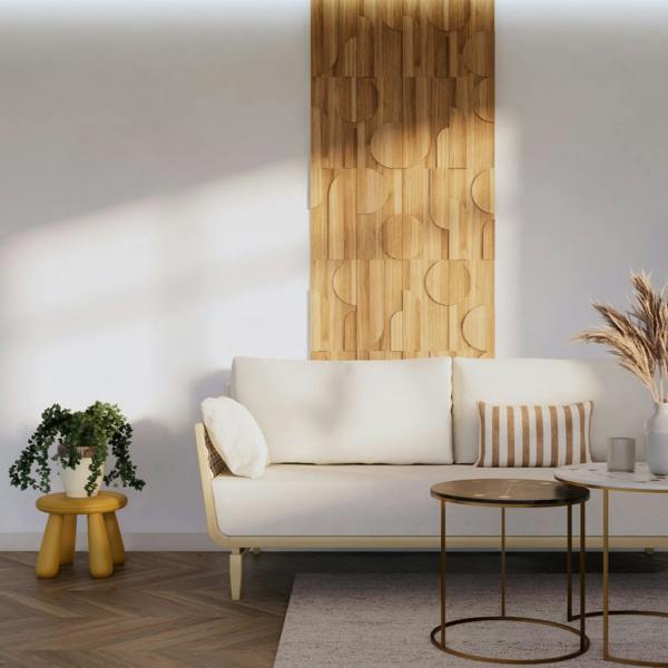 Wallsupply UltraWood Deco Curved Wall Cladding 3D Teak Wood Panels, 8pcs 0.64m²