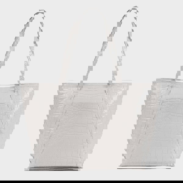 Assots London 'AGNES' Ice Grey Croc Real Leather Designer Tote Bag