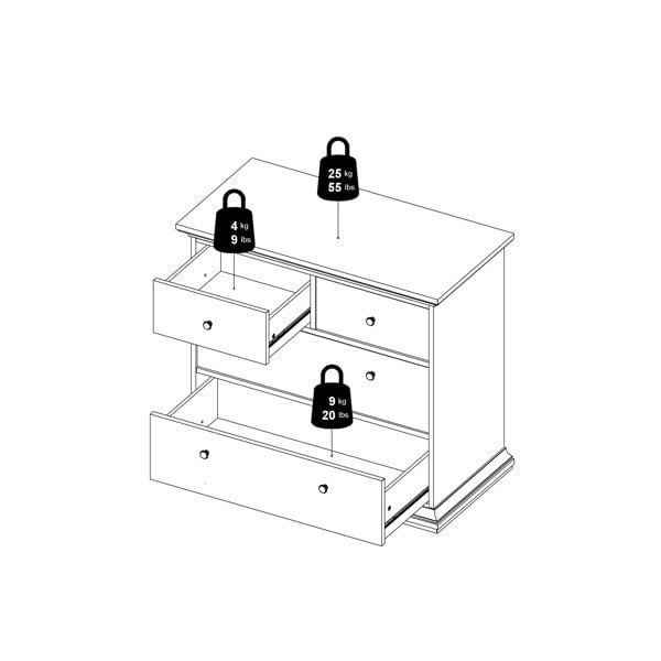 Furniture To Go Paris Chest of 4 Drawers in White