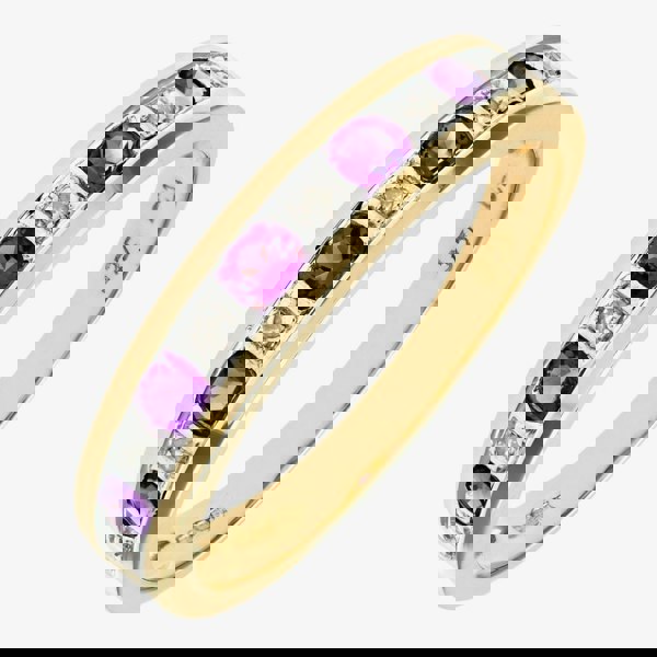 T. H. Baker 9ct Yellow Gold Amethyst & Diamond Channel Set Half Eternity Ring PR03027Y AM