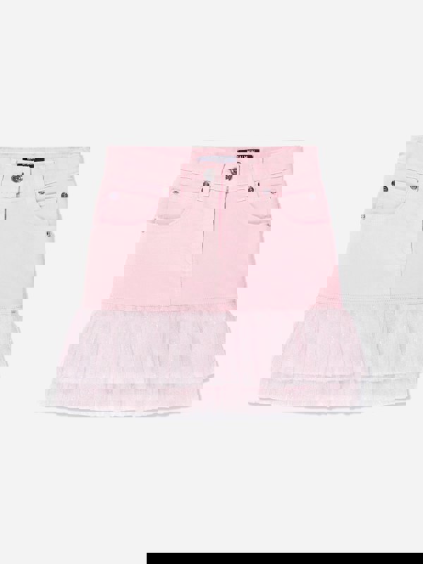 Balmain Girls Pleated Hem Skirt in Pink