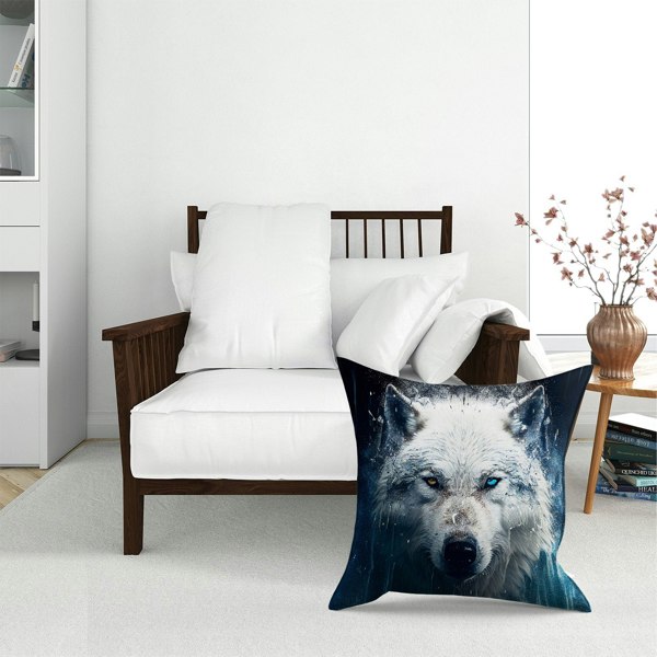 Warren Reed White Wolf Face Splashart Floor Cushion