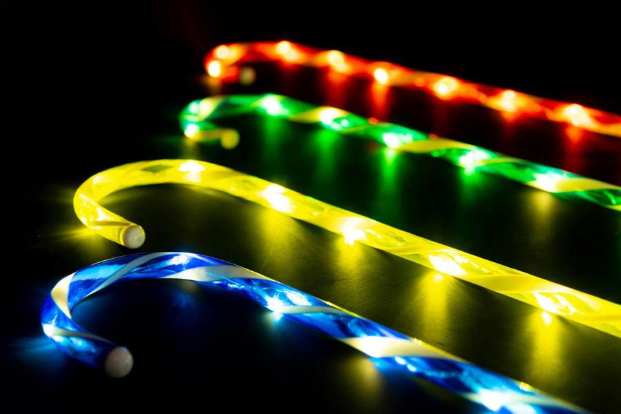 72cm Candy Cane Stake Lights Set of 4 in Red and White, Red White and Green or Multicolour image 1