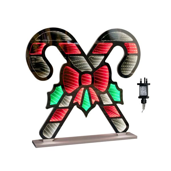 Samuel Alexander 60cm Infinity Light up Candy Canes Display Christmas Decoration with Multi-Coloured LEDs on Base
