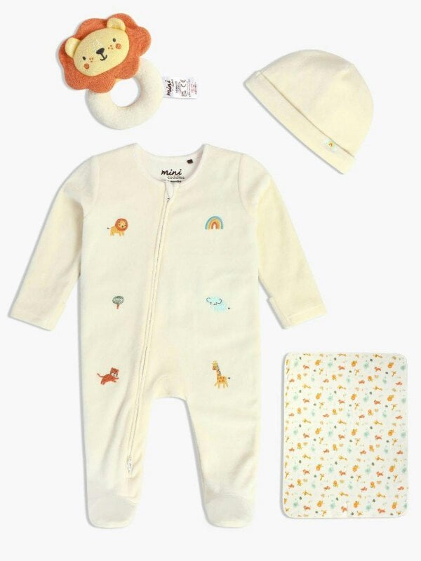 Mini Cuddles Baby Unisex 4pc Luxury Gift Set, Multicolour