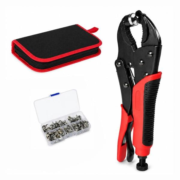 Traderight Snap Fastener Kit Adjustable Press Tool for Boat Covers Leather Cloths Red