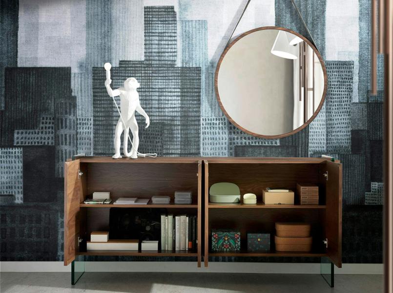 Angel Cerdá Round Walnut Wall Mirror 3038