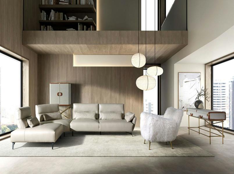 Angel Cerdá Corner sofa in sand leather 6213/6214