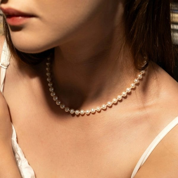 Spero London Large Natural Freshwater Real Pearl Strand Necklace